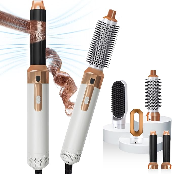 Kit multifuncional: bico modelador de cachos, escova volumizadora e escova alisadora